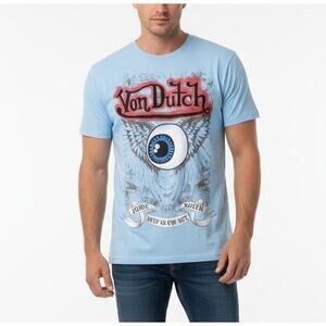 Von Dutch Y2K Graphic T-Shirt Blue Flying Eye XL Winged Eyeball Rare